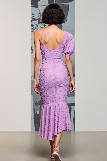 Purple Floral Mermaid Wedding Guest Dress